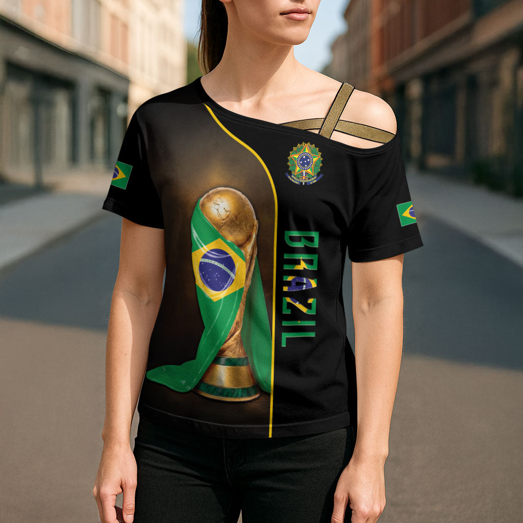 Personalized Brazil Football 2026 Cross Shoulder Shirt Trophy Flag Pride Art