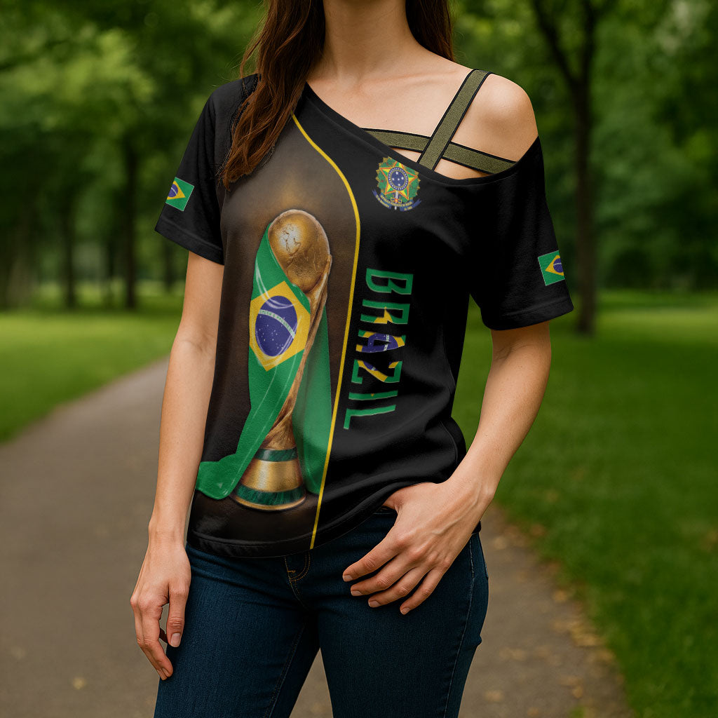 Personalized Brazil Football 2026 Cross Shoulder Shirt Trophy Flag Pride Art