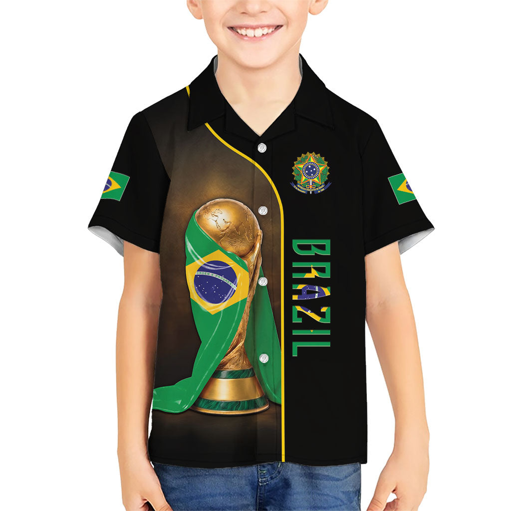 Personalized Brazil Football 2026 Kid Hawaiian Shirt Trophy Flag Pride Art