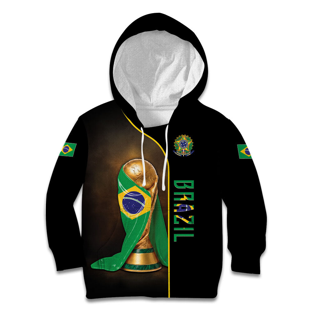 Personalized Brazil Football 2026 Kid Hoodie Trophy Flag Pride Art