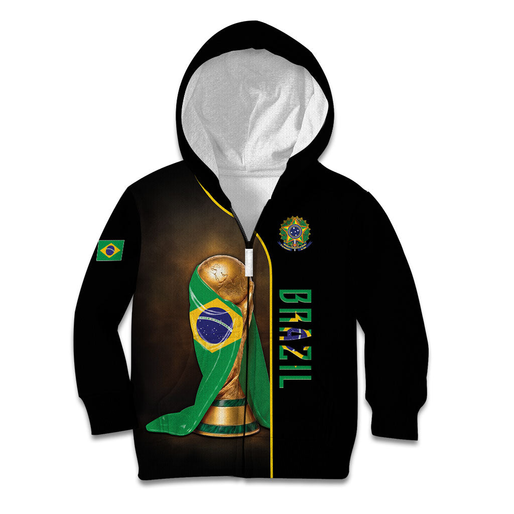 Personalized Brazil Football 2026 Kid Hoodie Trophy Flag Pride Art