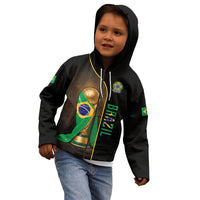 Personalized Brazil Football 2026 Kid Hoodie Trophy Flag Pride Art