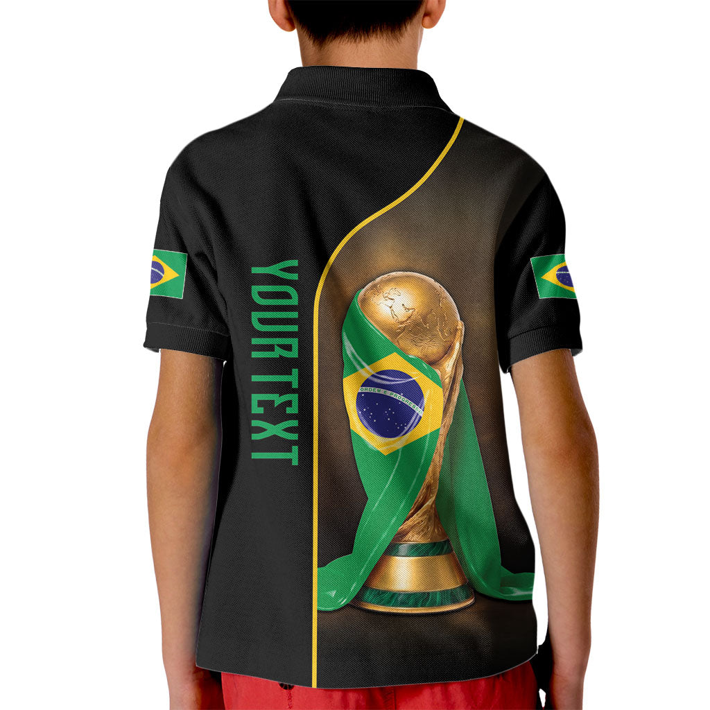 Personalized Brazil Football 2026 Kid Polo Shirt Trophy Flag Pride Art