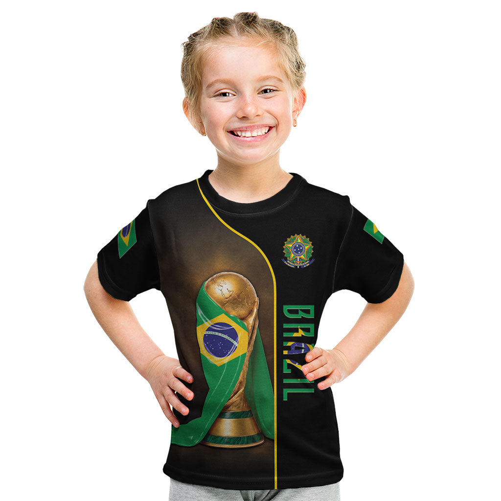 Personalized Brazil Football 2026 Kid T Shirt Trophy Flag Pride Art