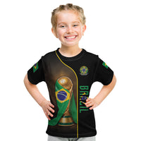 Personalized Brazil Football 2026 Kid T Shirt Trophy Flag Pride Art
