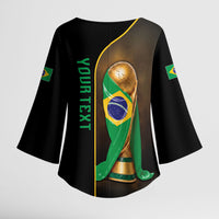 Personalized Brazil Football 2026 Kimono Sleeve Blouse Trophy Flag Pride Art