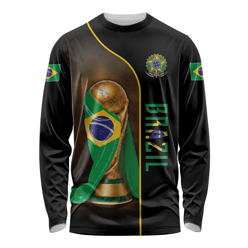 Personalized Brazil Football 2026 Long Sleeve Shirt Trophy Flag Pride Art