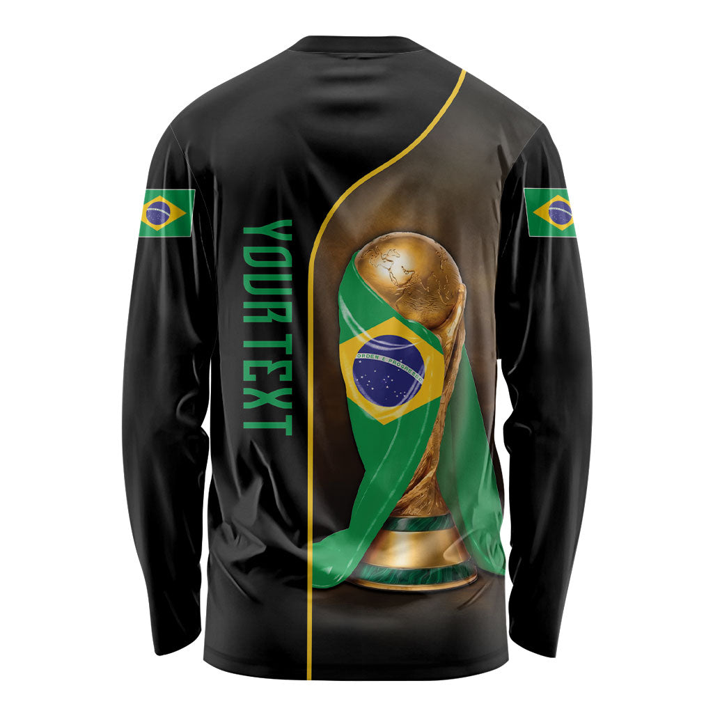 Personalized Brazil Football 2026 Long Sleeve Shirt Trophy Flag Pride Art