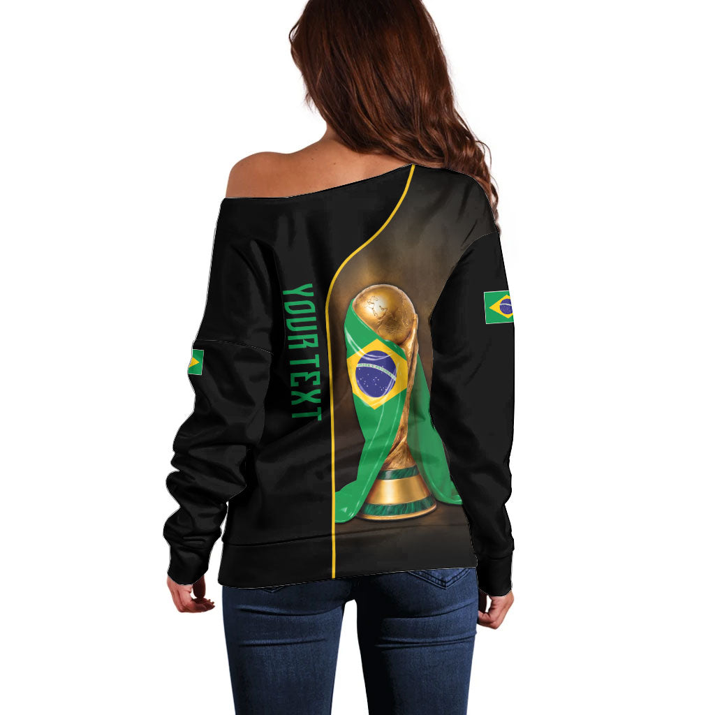Personalized Brazil Football 2026 Off Shoulder Sweater Trophy Flag Pride Art