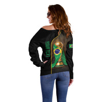Personalized Brazil Football 2026 Off Shoulder Sweater Trophy Flag Pride Art
