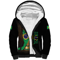Personalized Brazil Football 2026 Sherpa Hoodie Trophy Flag Pride Art