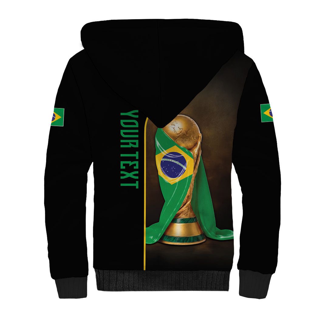 Personalized Brazil Football 2026 Sherpa Hoodie Trophy Flag Pride Art