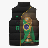 Personalized Brazil Football 2026 Sleeveless Puffer Jacket Trophy Flag Pride Art