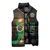 Personalized Brazil Football 2026 Sleeveless Puffer Jacket Trophy Flag Pride Art