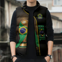 Personalized Brazil Football 2026 Sleeveless Puffer Jacket Trophy Flag Pride Art