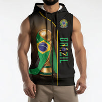 Personalized Brazil Football 2026 Sleeveless Zip Hoodie Trophy Flag Pride Art