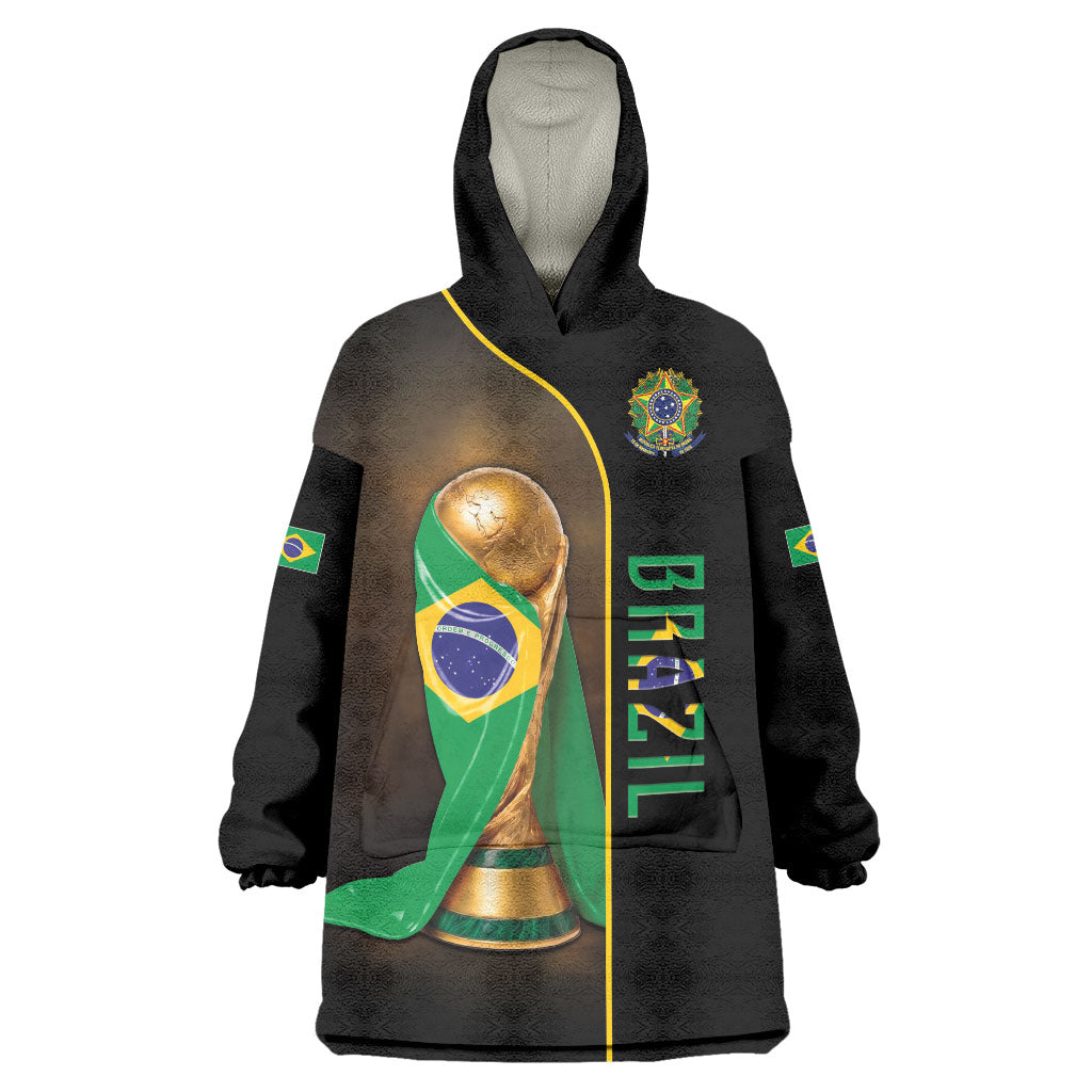 Personalized Brazil Football 2026 Wearable Blanket Hoodie Trophy Flag Pride Art