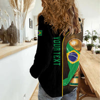 Personalized Brazil Football 2026 Women Casual Shirt Trophy Flag Pride Art