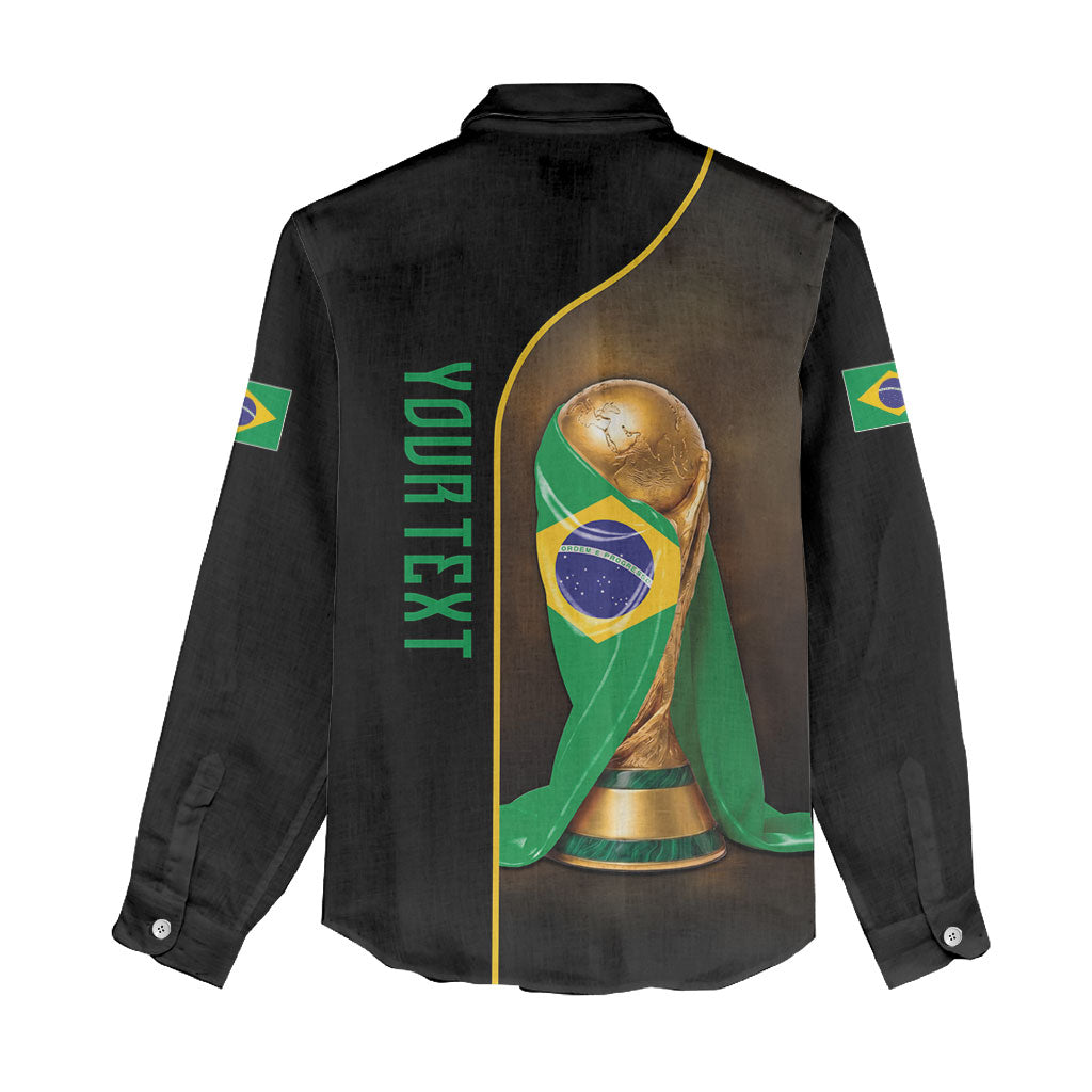 Personalized Brazil Football 2026 Women Casual Shirt Trophy Flag Pride Art