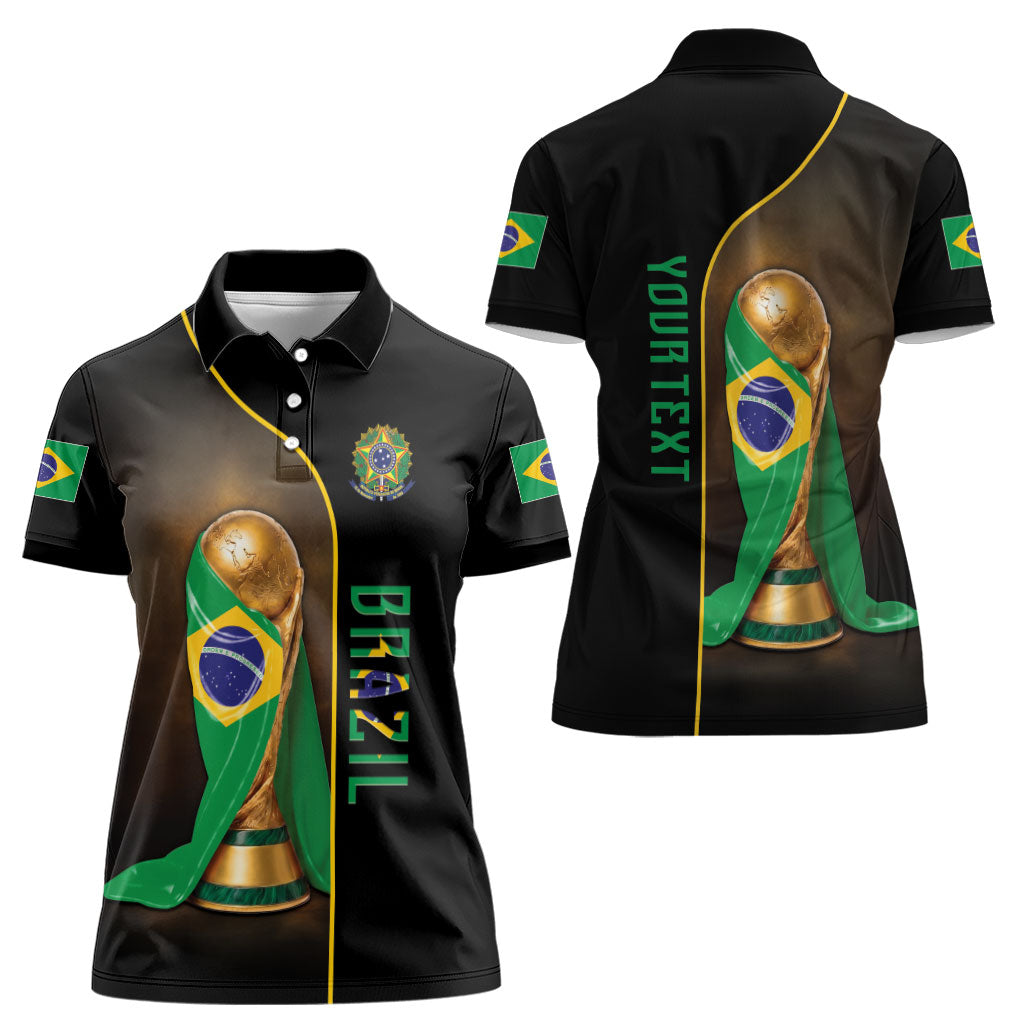 Personalized Brazil Football 2026 Women Polo Shirt Trophy Flag Pride Art