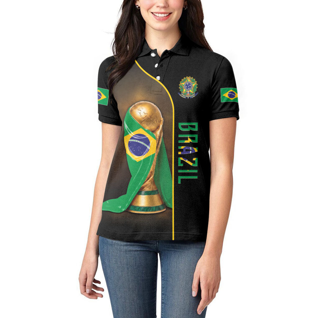 Personalized Brazil Football 2026 Women Polo Shirt Trophy Flag Pride Art