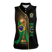 Personalized Brazil Football 2026 Women Sleeveless Polo Shirt Trophy Flag Pride Art