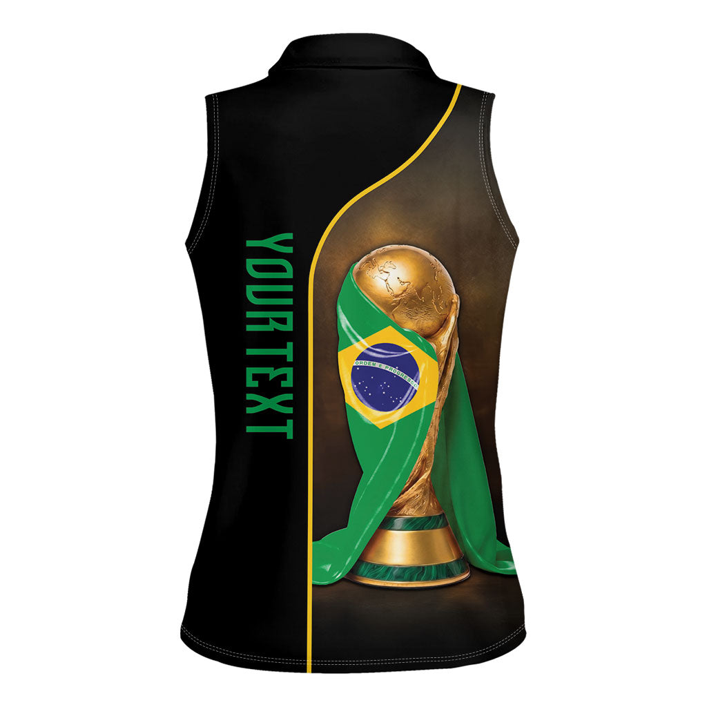 Personalized Brazil Football 2026 Women Sleeveless Polo Shirt Trophy Flag Pride Art