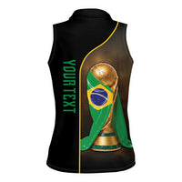 Personalized Brazil Football 2026 Women Sleeveless Polo Shirt Trophy Flag Pride Art