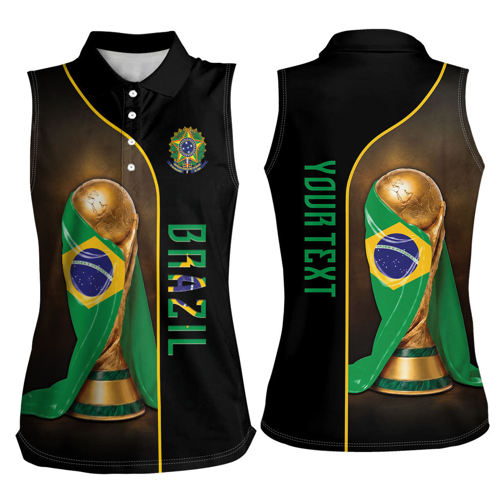 Personalized Brazil Football 2026 Women Sleeveless Polo Shirt Trophy Flag Pride Art