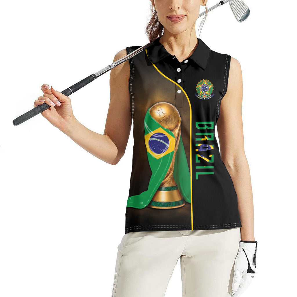 Personalized Brazil Football 2026 Women Sleeveless Polo Shirt Trophy Flag Pride Art