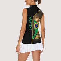 Personalized Brazil Football 2026 Women Sleeveless Polo Shirt Trophy Flag Pride Art