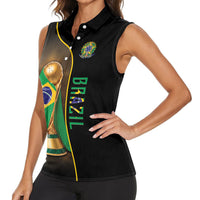 Personalized Brazil Football 2026 Women Sleeveless Polo Shirt Trophy Flag Pride Art
