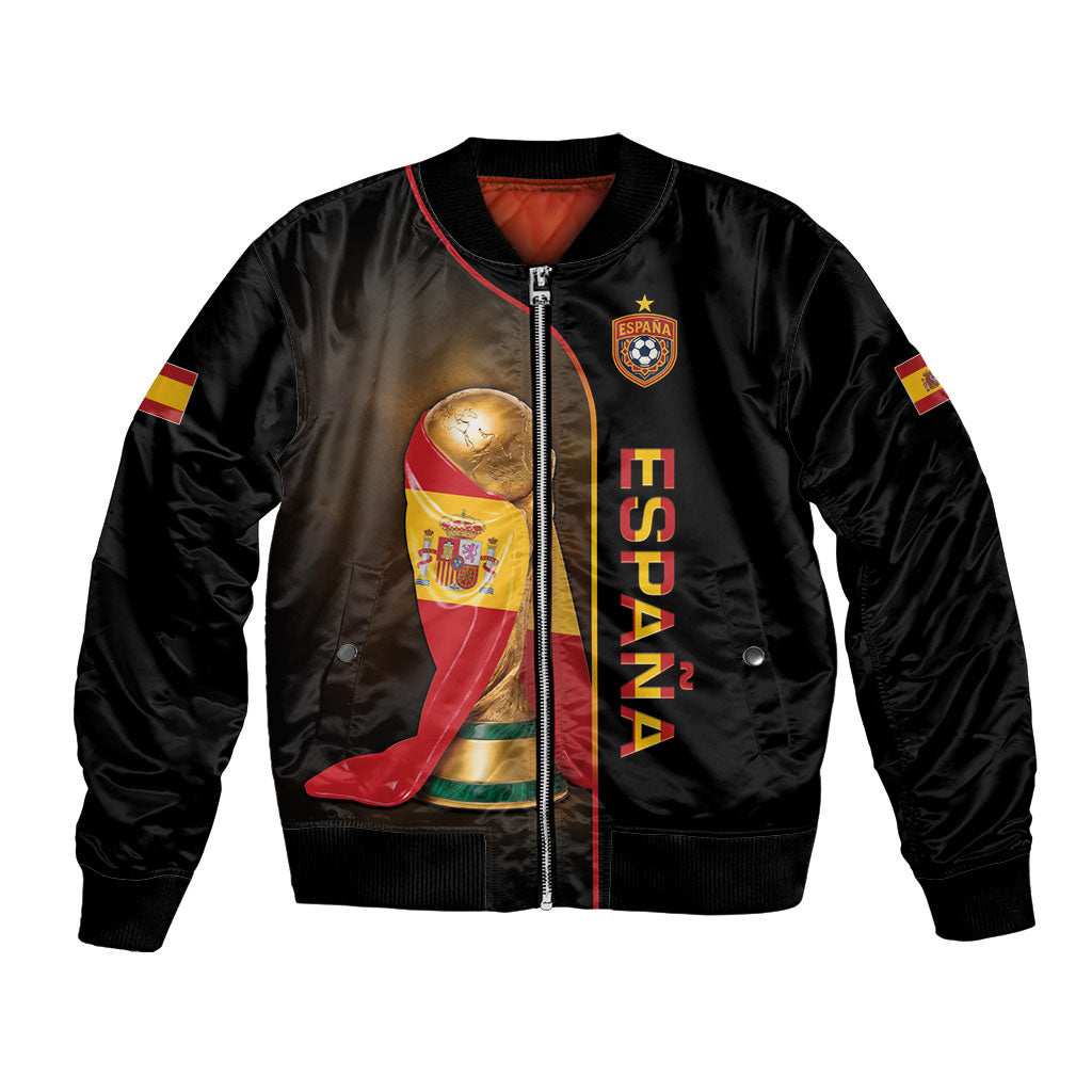 Personalized Spain Football 2026 Bomber Jacket Trophy Flag Pride Art