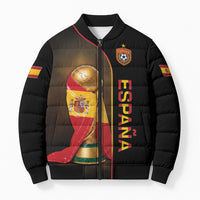 Personalized Spain Football 2026 Bomber Puffer Jacket Trophy Flag Pride Art