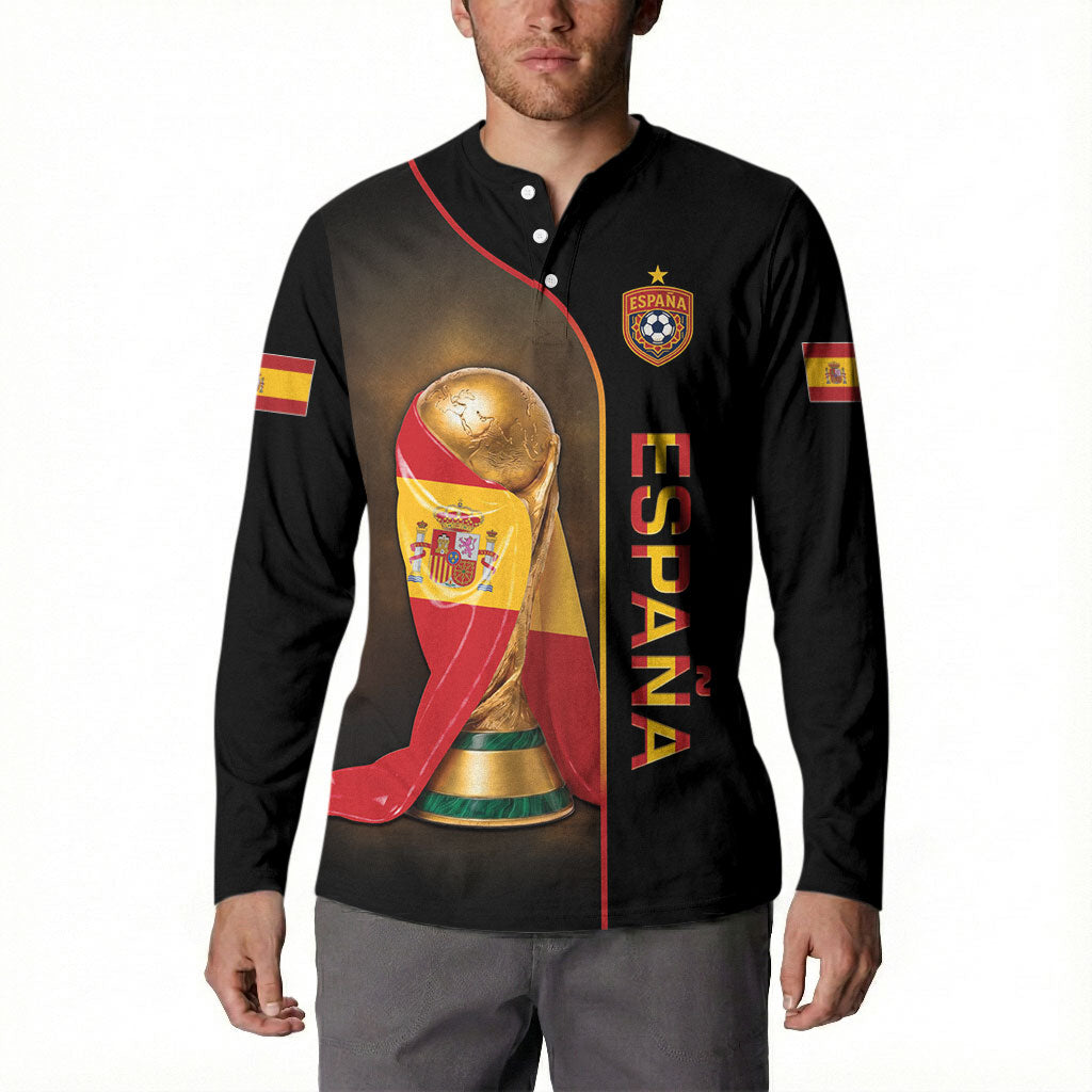 Personalized Spain Football 2026 Button Sweatshirt Trophy Flag Pride Art