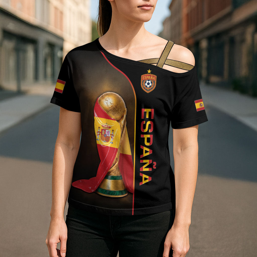 Personalized Spain Football 2026 Cross Shoulder Shirt Trophy Flag Pride Art