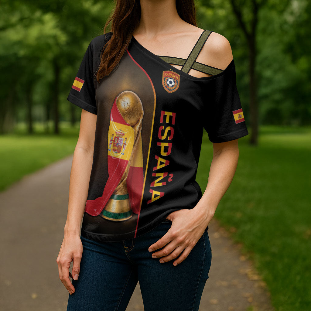 Personalized Spain Football 2026 Cross Shoulder Shirt Trophy Flag Pride Art