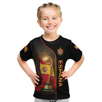Personalized Spain Football 2026 Kid T Shirt Trophy Flag Pride Art