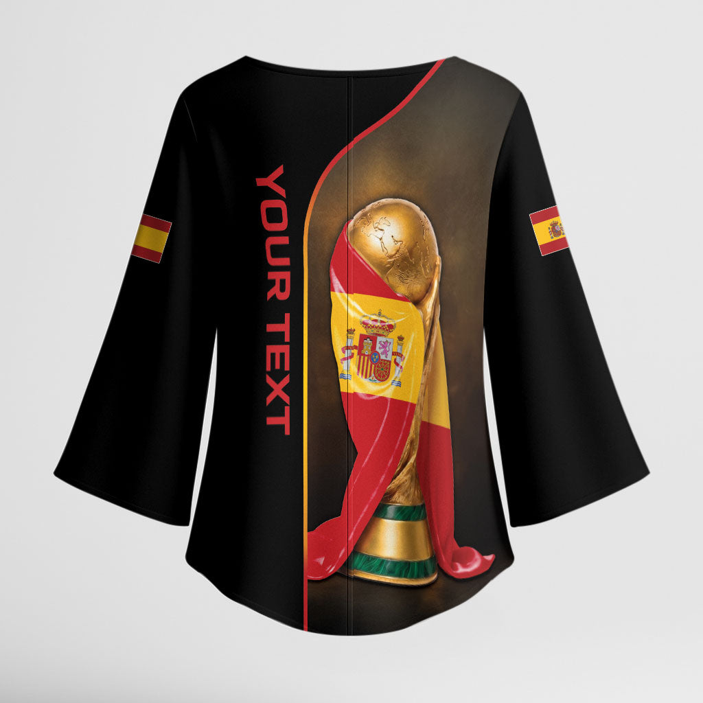Personalized Spain Football 2026 Kimono Sleeve Blouse Trophy Flag Pride Art