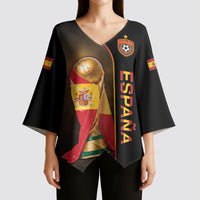 Personalized Spain Football 2026 Kimono Sleeve Blouse Trophy Flag Pride Art