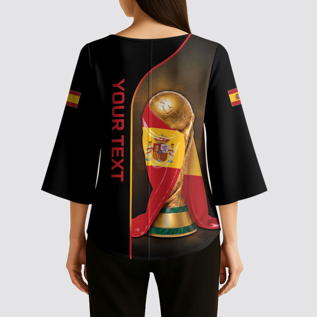Personalized Spain Football 2026 Kimono Sleeve Blouse Trophy Flag Pride Art