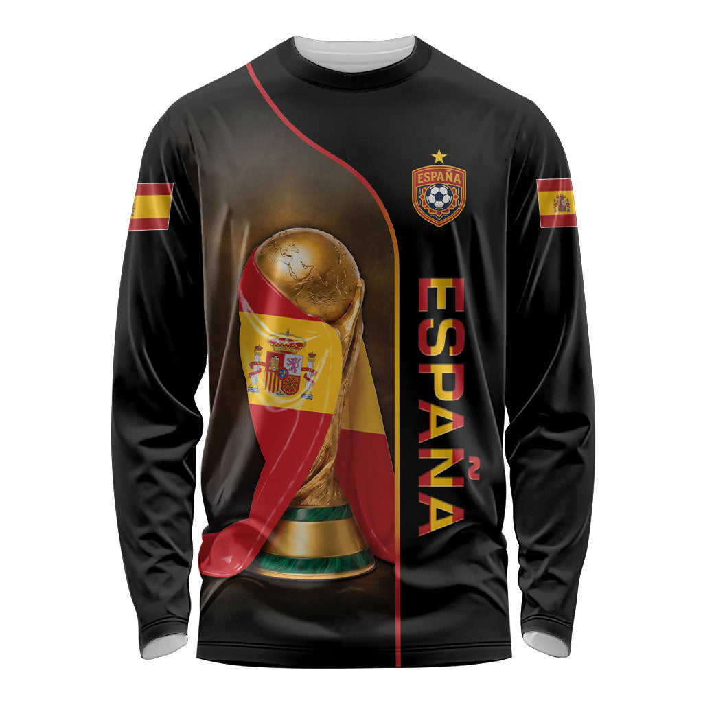 Personalized Spain Football 2026 Long Sleeve Shirt Trophy Flag Pride Art