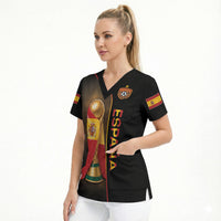 Personalized Spain Football 2026 Scrub Top Trophy Flag Pride Art