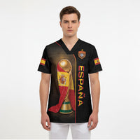 Personalized Spain Football 2026 Scrub Top Trophy Flag Pride Art