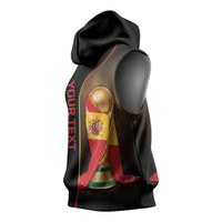 Personalized Spain Football 2026 Sleeveless Hoodie Trophy Flag Pride Art