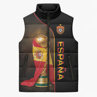 Personalized Spain Football 2026 Sleeveless Puffer Jacket Trophy Flag Pride Art