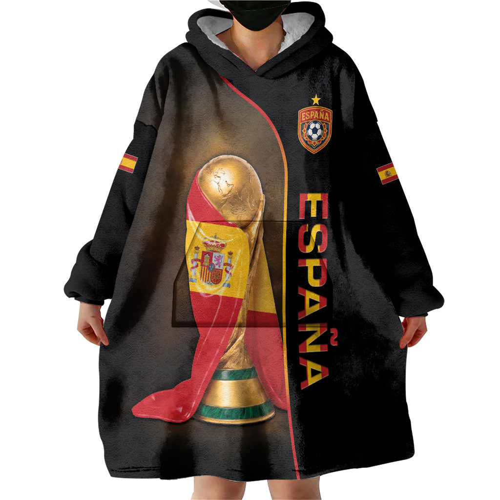 Personalized Spain Football 2026 Wearable Blanket Hoodie Trophy Flag Pride Art