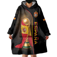 Personalized Spain Football 2026 Wearable Blanket Hoodie Trophy Flag Pride Art