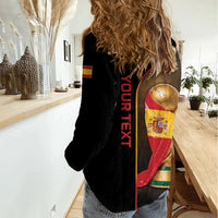 Personalized Spain Football 2026 Women Casual Shirt Trophy Flag Pride Art