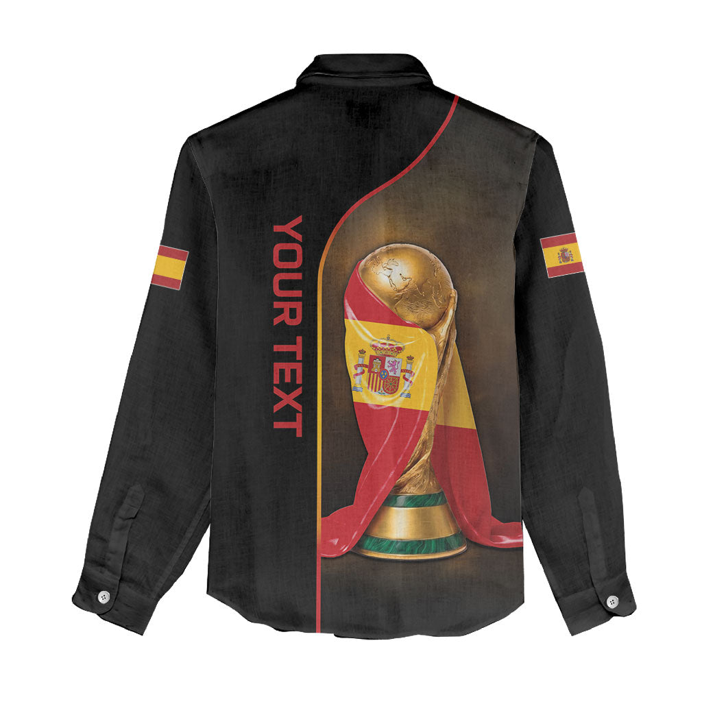 Personalized Spain Football 2026 Women Casual Shirt Trophy Flag Pride Art